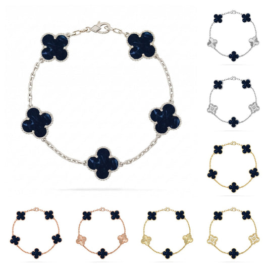 [AM]LUCKY CLOVER 5-MOTIF BRACELET - PIETERSITE COLLECTION