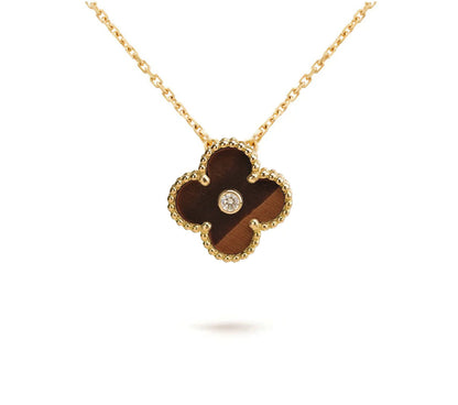 [AM]15MM CLOVER FLOWER DIAMOND PENDANT NECKLACE COLLECTION