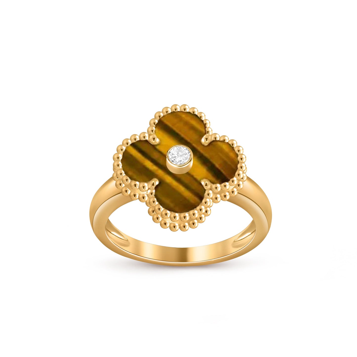 [AM]LUCKY CLOVER DIAMOND-ACCENT GOLD RING COLLECTION