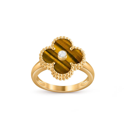 [AM]LUCKY CLOVER DIAMOND-ACCENT GOLD RING COLLECTION