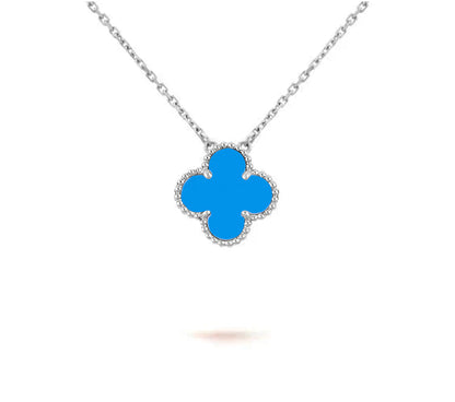 [AM]15MM CLOVER FLOWER PENDANT NECKLACE WHITE GOLD COLLECTION