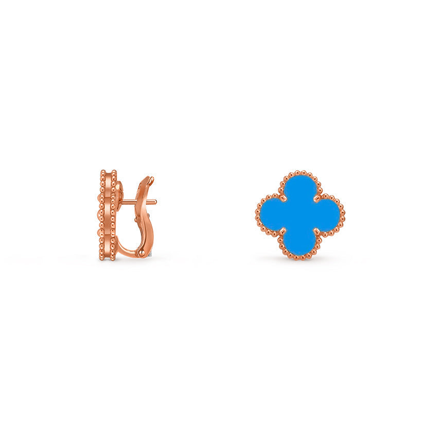 [AM]15MM CLOVER FLOWER STUD EARRINGS ROSE GOLD COLLECTION