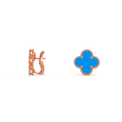 [AM]15MM CLOVER FLOWER STUD EARRINGS ROSE GOLD COLLECTION