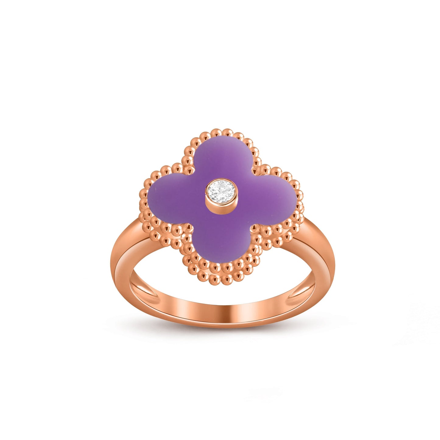 [AM]LUCKY CLOVER DIAMOND-ACCENT ROSE GOLD RING COLLECTION