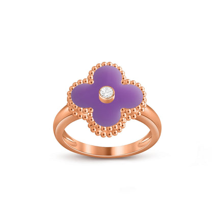 [AM]LUCKY CLOVER DIAMOND-ACCENT ROSE GOLD RING COLLECTION