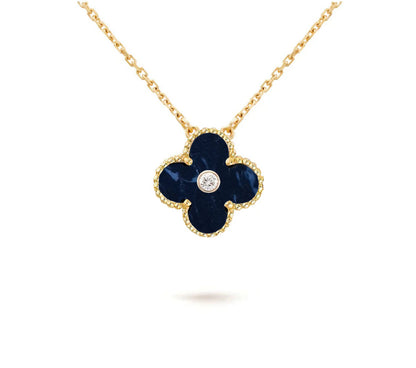 [AM]15MM CLOVER FLOWER DIAMOND PENDANT NECKLACE COLLECTION