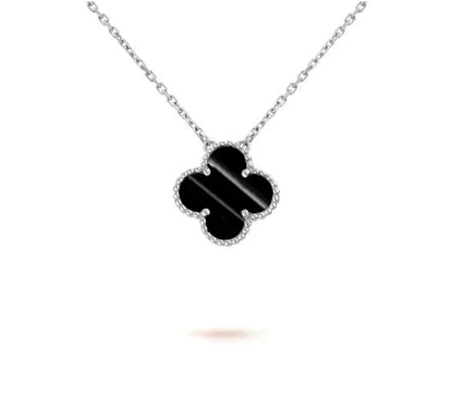 [AM]15MM CLOVER FLOWER PENDANT NECKLACE WHITE GOLD COLLECTION