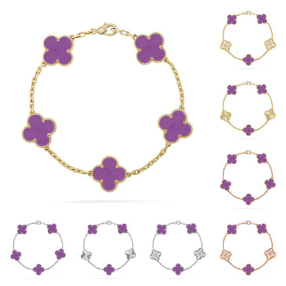 [AM]LUCKY CLOVER 5-MOTIF BRACELET - VIOLET COLLECTION