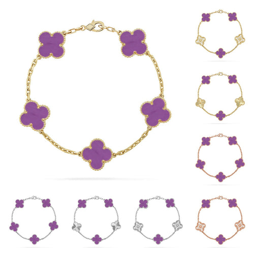 [AM]LUCKY CLOVER 5-MOTIF BRACELET - VIOLET COLLECTION