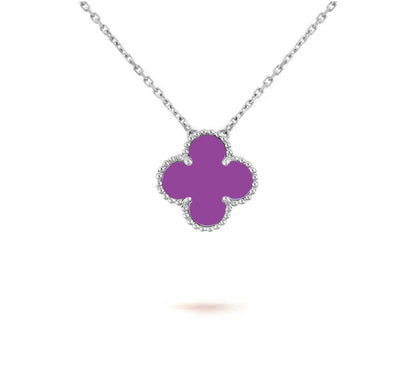 [AM]15MM CLOVER FLOWER PENDANT NECKLACE WHITE GOLD COLLECTION