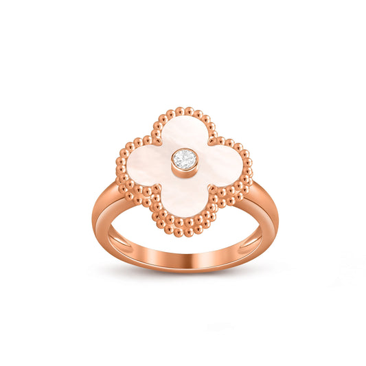 [AM]LUCKY CLOVER DIAMOND-ACCENT ROSE GOLD RING COLLECTION