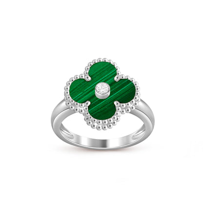 [AM]LUCKY CLOVER DIAMOND-ACCENT WHITE GOLD RING COLLECTION