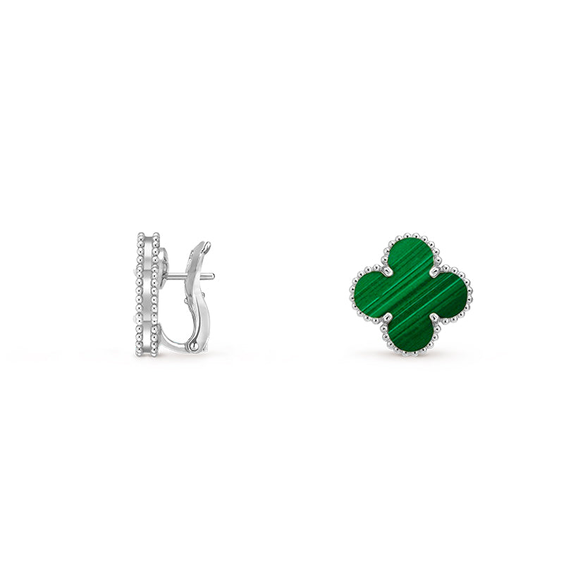 [AM]15MM CLOVER FLOWER STUD EARRINGS WHITE GOLD COLLECTION