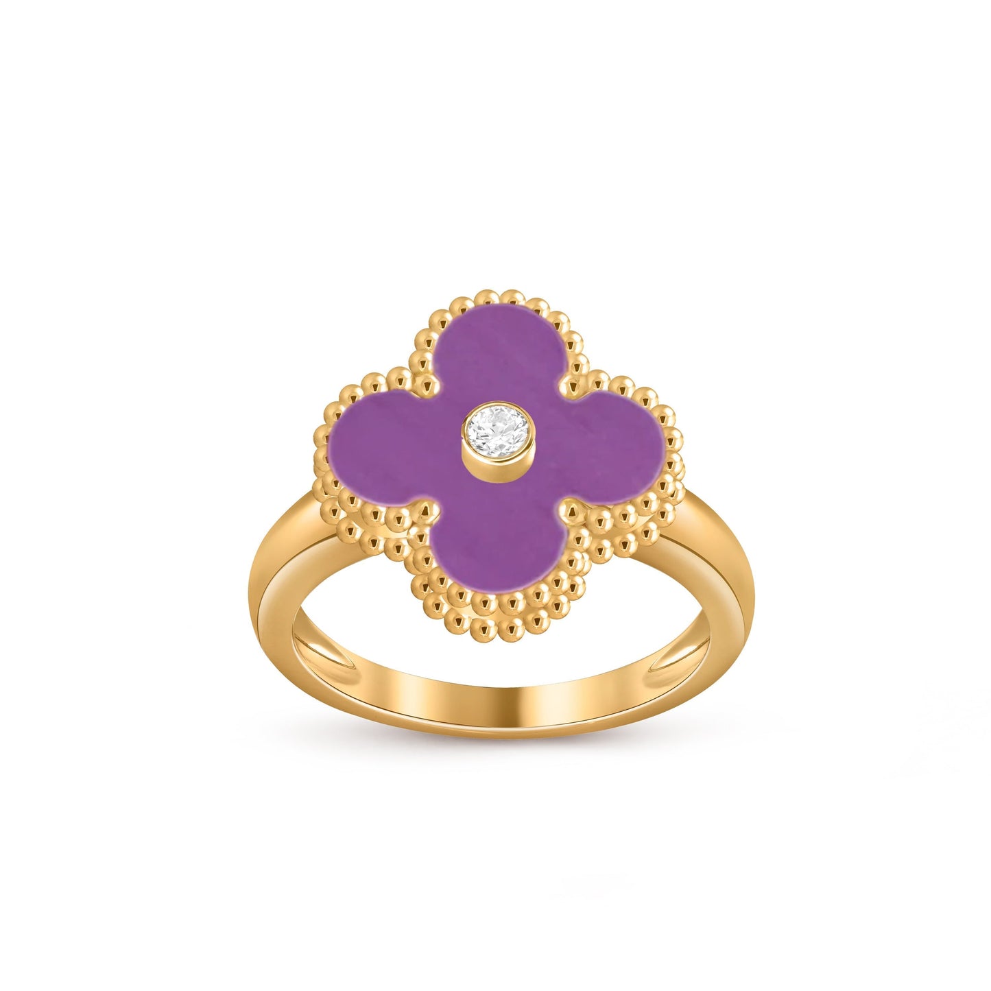[AM]LUCKY CLOVER DIAMOND-ACCENT GOLD RING COLLECTION