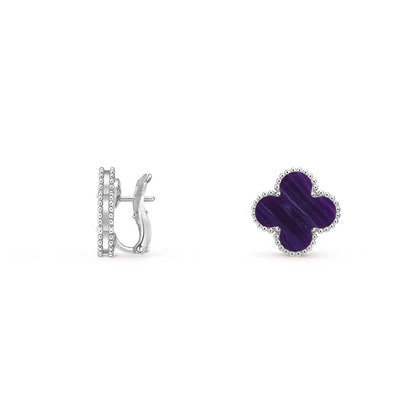 [AM]15MM CLOVER FLOWER STUD EARRINGS WHITE GOLD COLLECTION