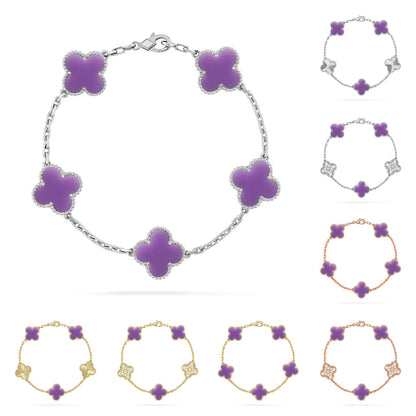 [AM]LUCKY CLOVER 5-MOTIF BRACELET - LAVENDER COLLECTION