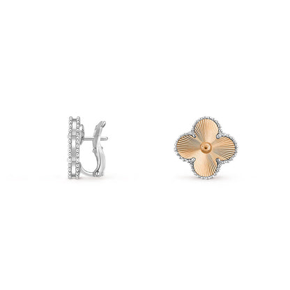[AM]15MM CLOVER FLOWER STUD EARRINGS WHITE GOLD COLLECTION