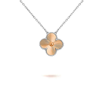 [AM]15MM CLOVER FLOWER PENDANT NECKLACE WHITE GOLD COLLECTION