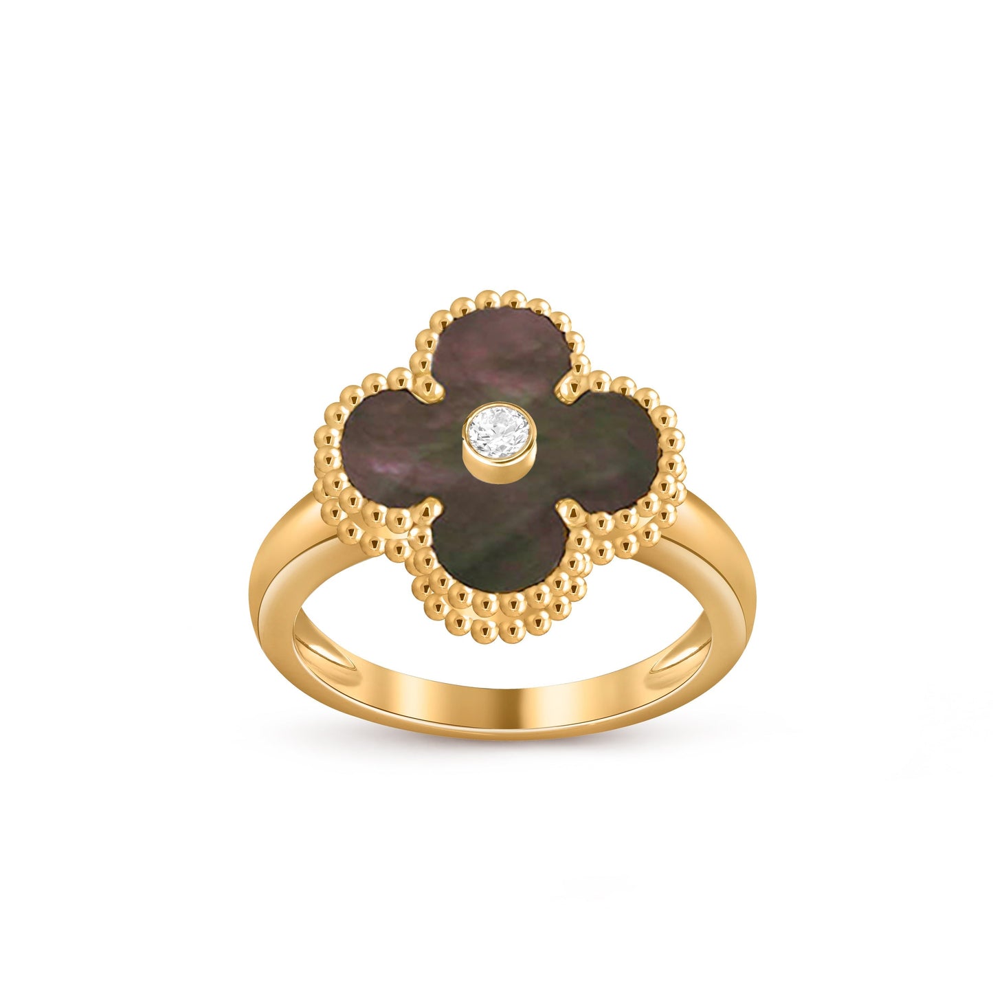 [AM]LUCKY CLOVER DIAMOND-ACCENT GOLD RING COLLECTION