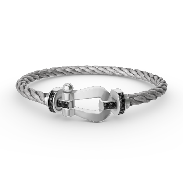 [AM]FORCE LARGE HORSESHOE BLACK DIAMOND BRACELET - WHITE GOLD