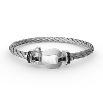 [AM]FORCE LARGE HORSESHOE BLACK DIAMOND BRACELET - WHITE GOLD