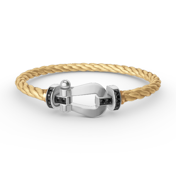 [AM]FORCE LARGE HORSESHOE BLACK DIAMOND BRACELET - WHITE GOLD