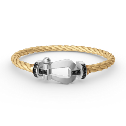[AM]FORCE LARGE HORSESHOE BLACK DIAMOND BRACELET - WHITE GOLD
