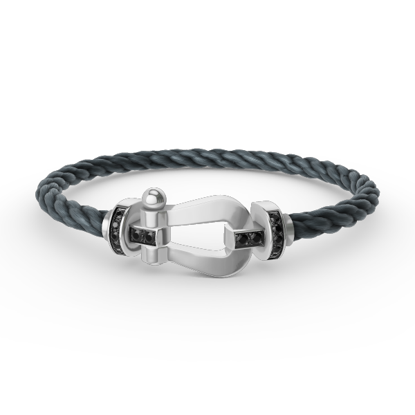 [AM]FORCE LARGE HORSESHOE BLACK DIAMOND BRACELET - WHITE GOLD