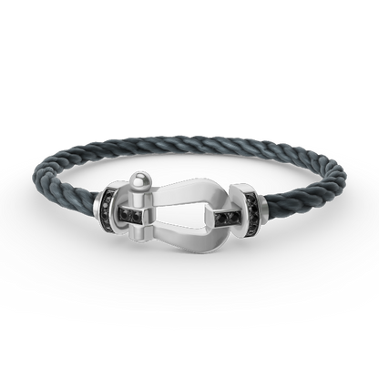 [AM]FORCE LARGE HORSESHOE BLACK DIAMOND BRACELET - WHITE GOLD