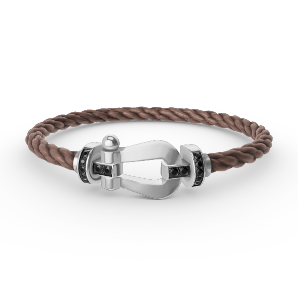 [AM]FORCE LARGE HORSESHOE BLACK DIAMOND BRACELET - WHITE GOLD