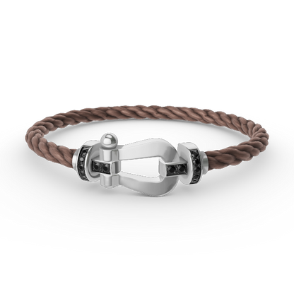 [AM]FORCE LARGE HORSESHOE BLACK DIAMOND BRACELET - WHITE GOLD