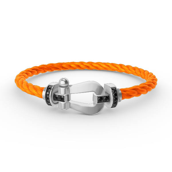 [AM]FORCE LARGE HORSESHOE BLACK DIAMOND BRACELET - WHITE GOLD