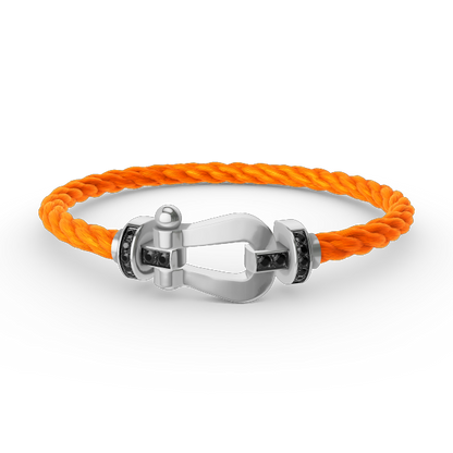 [AM]FORCE LARGE HORSESHOE BLACK DIAMOND BRACELET - WHITE GOLD