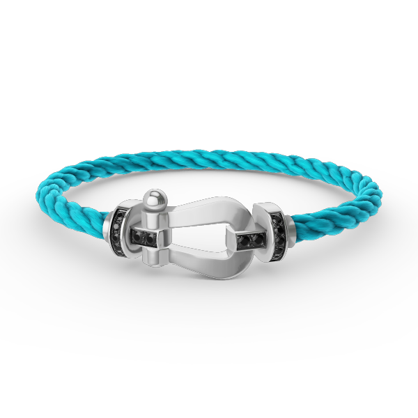 [AM]FORCE LARGE HORSESHOE BLACK DIAMOND BRACELET - WHITE GOLD