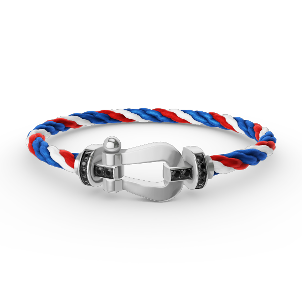 [AM]FORCE LARGE HORSESHOE BLACK DIAMOND BRACELET - WHITE GOLD