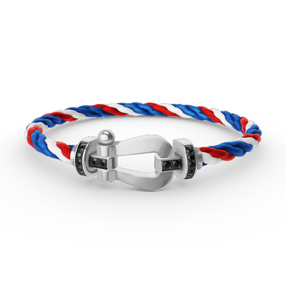 [AM]FORCE LARGE HORSESHOE BLACK DIAMOND BRACELET - WHITE GOLD