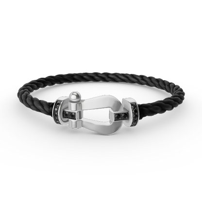 [AM]FORCE LARGE HORSESHOE BLACK DIAMOND BRACELET - WHITE GOLD