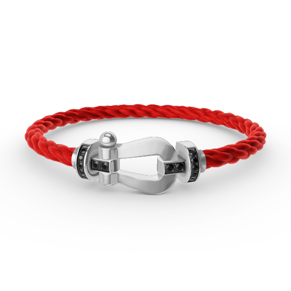 [AM]FORCE LARGE HORSESHOE BLACK DIAMOND BRACELET - WHITE GOLD