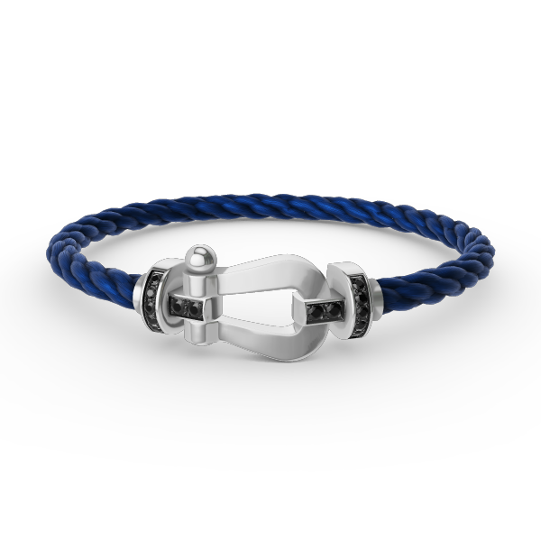 [AM]FORCE LARGE HORSESHOE BLACK DIAMOND BRACELET - WHITE GOLD