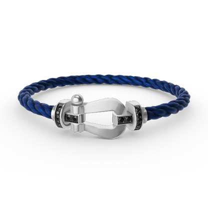 [AM]FORCE LARGE HORSESHOE BLACK DIAMOND BRACELET - WHITE GOLD