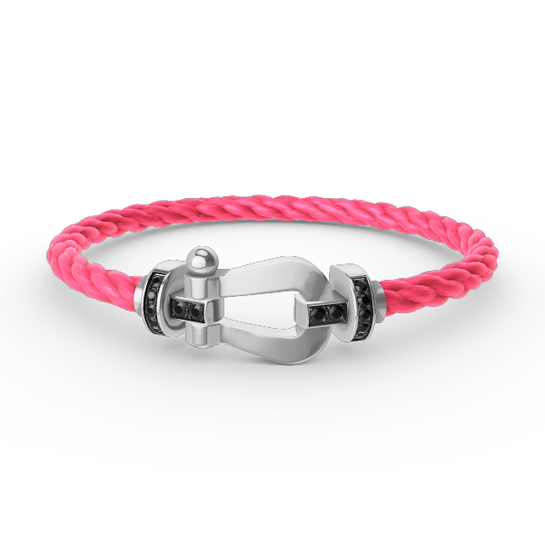 [AM]FORCE LARGE HORSESHOE BLACK DIAMOND BRACELET - WHITE GOLD