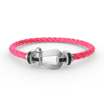 [AM]FORCE LARGE HORSESHOE BLACK DIAMOND BRACELET - WHITE GOLD