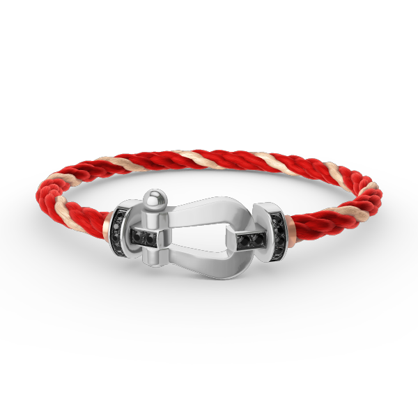 [AM]FORCE LARGE HORSESHOE BLACK DIAMOND BRACELET - WHITE GOLD