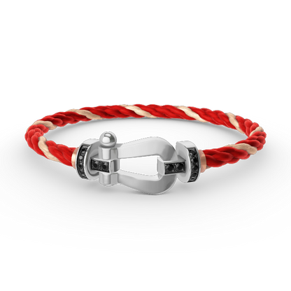 [AM]FORCE LARGE HORSESHOE BLACK DIAMOND BRACELET - WHITE GOLD