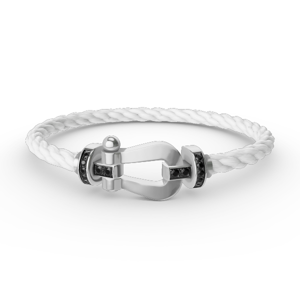 [AM]FORCE LARGE HORSESHOE BLACK DIAMOND BRACELET - WHITE GOLD