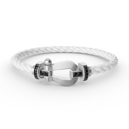 [AM]FORCE LARGE HORSESHOE BLACK DIAMOND BRACELET - WHITE GOLD