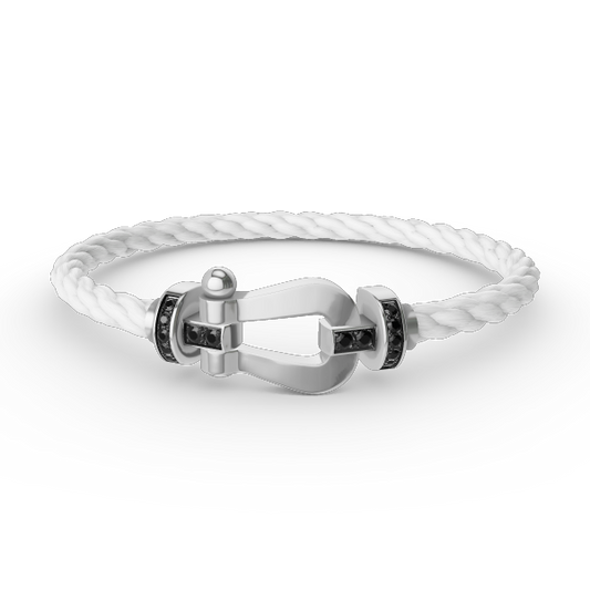 [AM]FORCE LARGE HORSESHOE BLACK DIAMOND BRACELET - WHITE GOLD