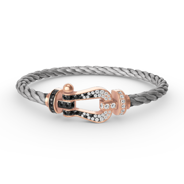 [AM]FORCE LARGE HORSESHOE BLACK & WHITE DIAMOND BRACELET - ROSE GOLD