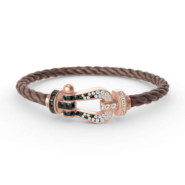 [AM]FORCE LARGE HORSESHOE BLACK & WHITE DIAMOND BRACELET - ROSE GOLD