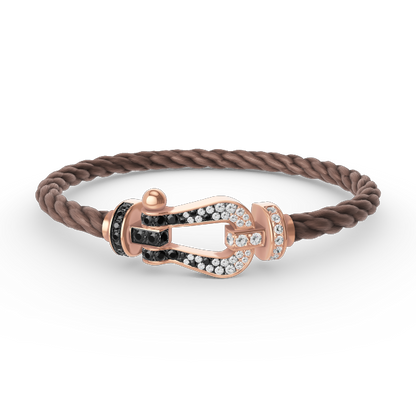 [AM]FORCE LARGE HORSESHOE BLACK & WHITE DIAMOND BRACELET - ROSE GOLD